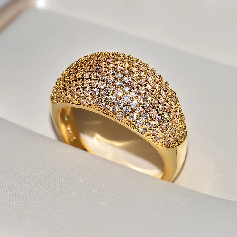 Real 18k Gold Rings for Women Luxury Full Diamond Fine Jewelry Wedding Anniversary Party for Girlfriend&Wife Gift Bijoux Femme - Madeinsea©