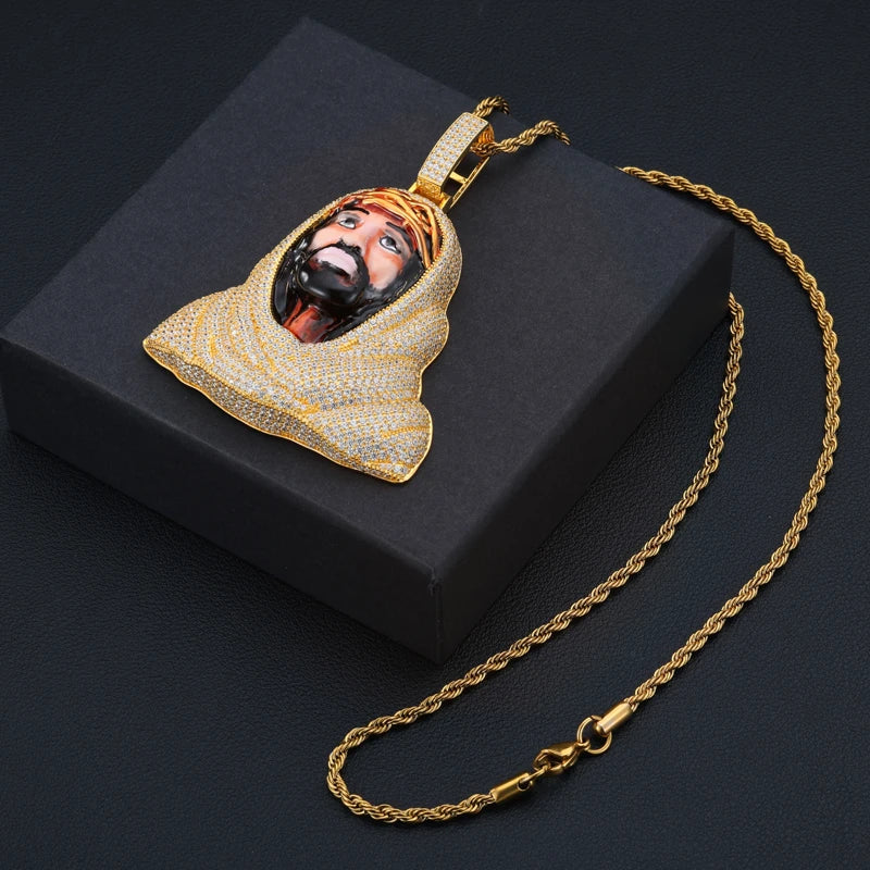 TUHE Copper Zircon Hip Hop Jewelry Jesus Pendant Brass 18k Plated 5A CZ Covered with Diamonds Men's Christmas Gift