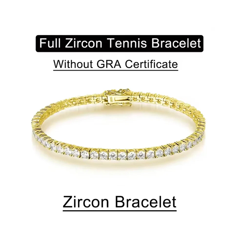 Serenity 3mm 4mm 5mm Moissanite Tennis Bracelet For Women Man Gift S925 Sterling Silver Plated 18K Moissanite Hand Chain Jewelry - Madeinsea©
