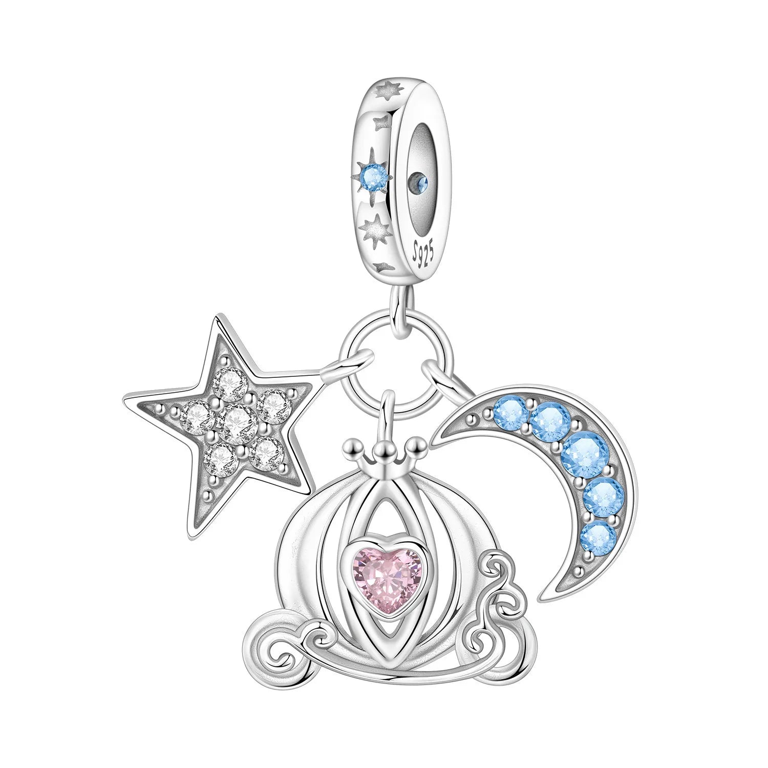 PANPOKI 925 Sterling Silver Star Moon Pumpkin Carriage Beads Original Pendants Bracelet Charm Jewelry Party DIY Trendy Gifts