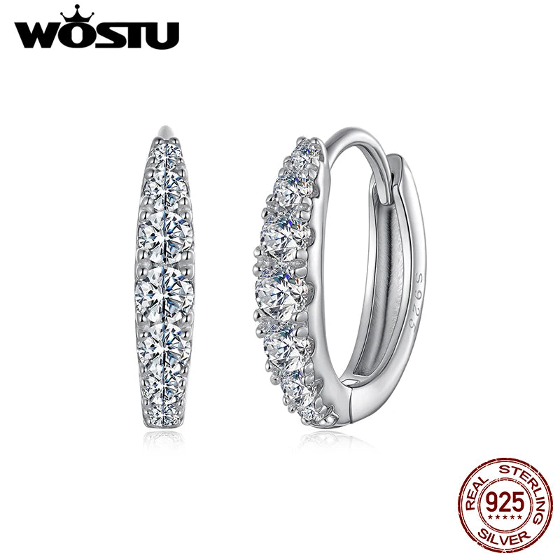 WOSTU Horse Eye Moissanite Hoop Earrings Lab Diamond 925 Sterling Sliver Wedding Engagement Earring Hoops Party Jewelry mom Gift