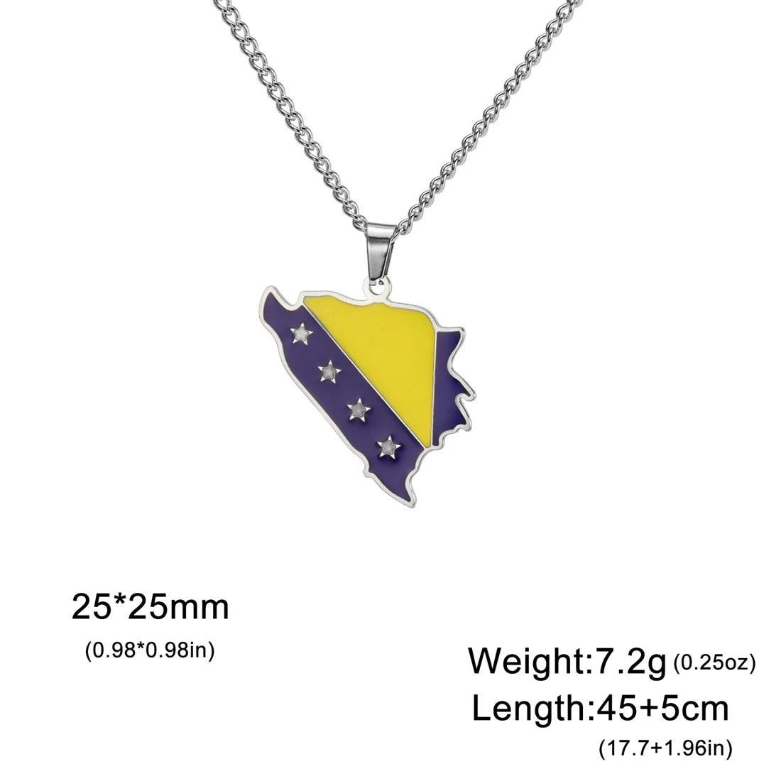 EUEAVAN European Country Map Necklace Stainless Steel Drip Oil Poland France Portugal Romania Ukraine Italy Germany Flag Jewelry