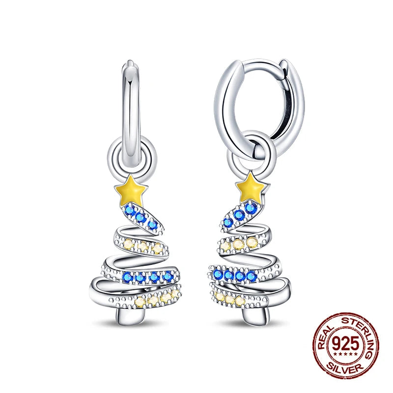 Christmas Series For Womens Earrings 925 Sterling Silver Christmas Bell Flower Apple Earrings Fine Party Wear Jewellery Gift