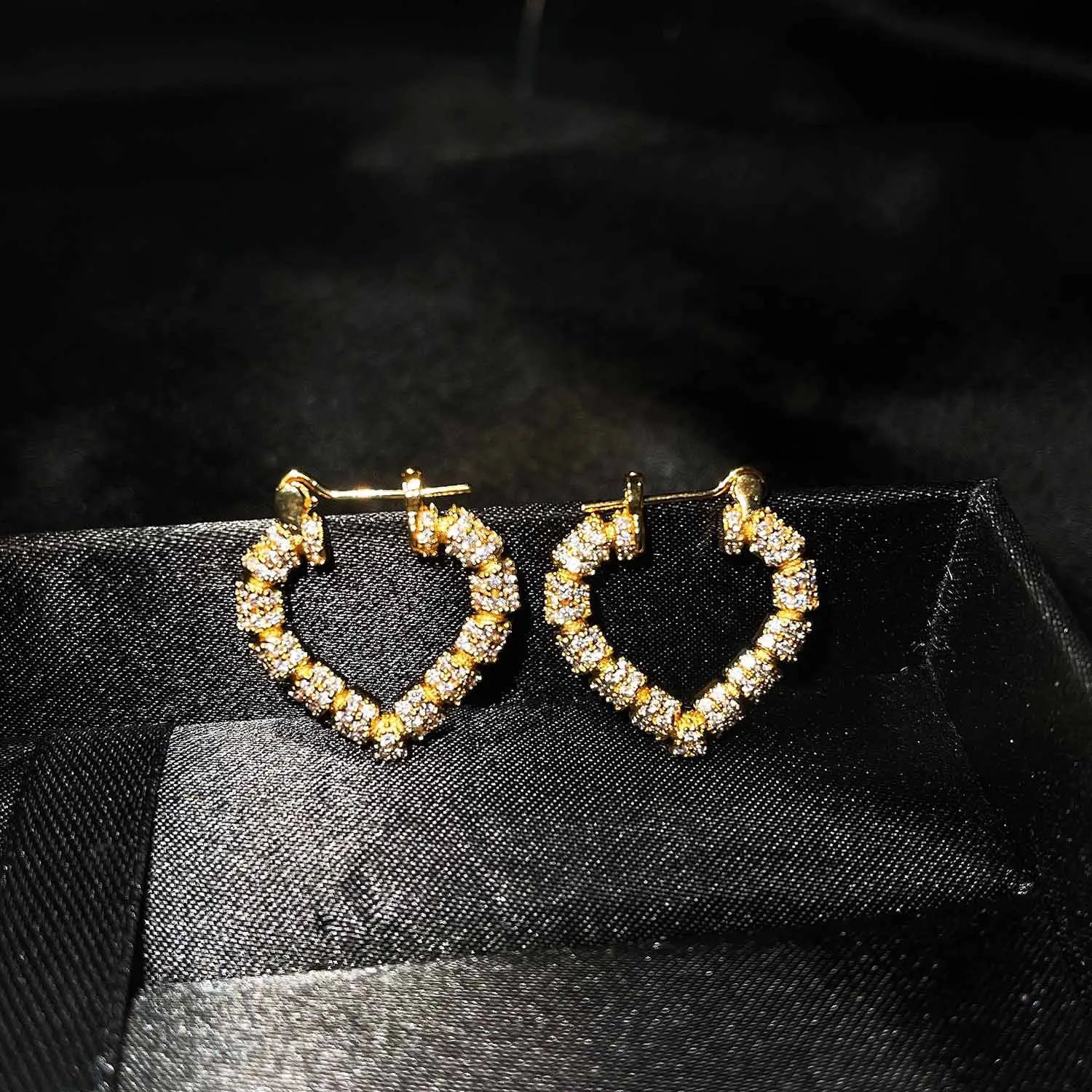 Real Gold Earrings for Women Heart Office/career Anniversary Fine Jewelry Earrings Gifts Aretes De Mujer