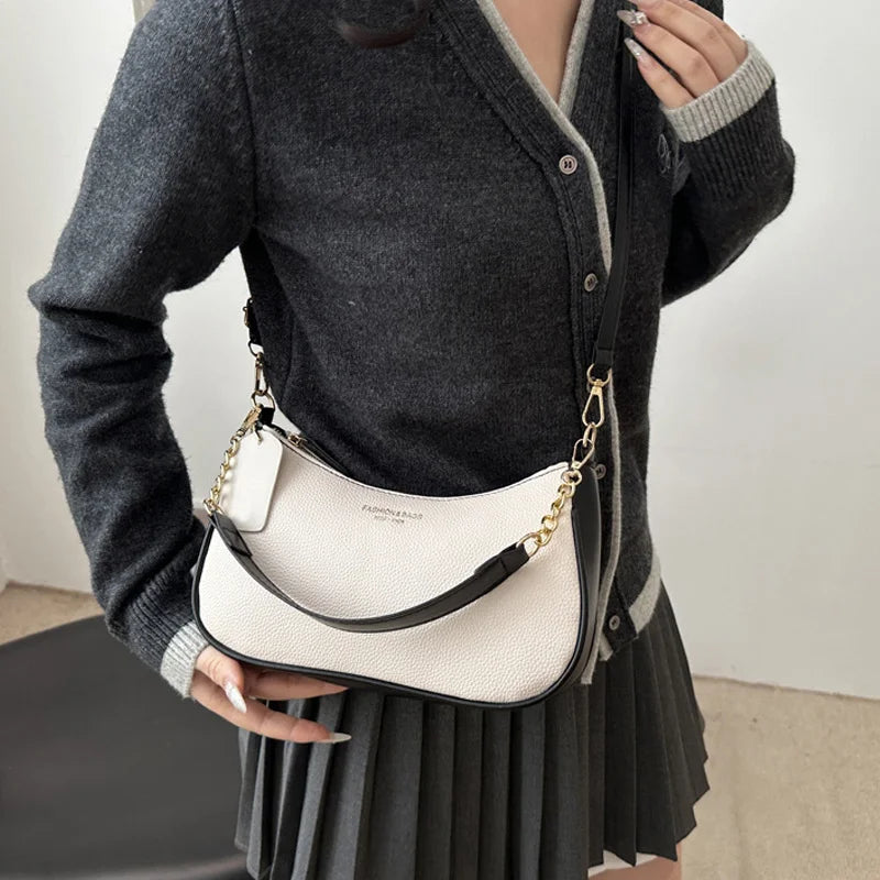 Cherry Pendant Crossbody Bag for Women PU Leather Crescent Bag Adjustable Strap Underarm Bag Closure Handbag for Work Travel - Madeinsea©