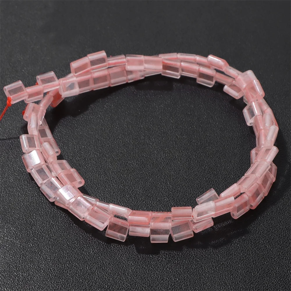 5MM Double Hole Square Bead Natural Tiger Eye Quartzs Imperial Jaspers DIY Beads For Jewelry Making Bracelet Necklace Handmade