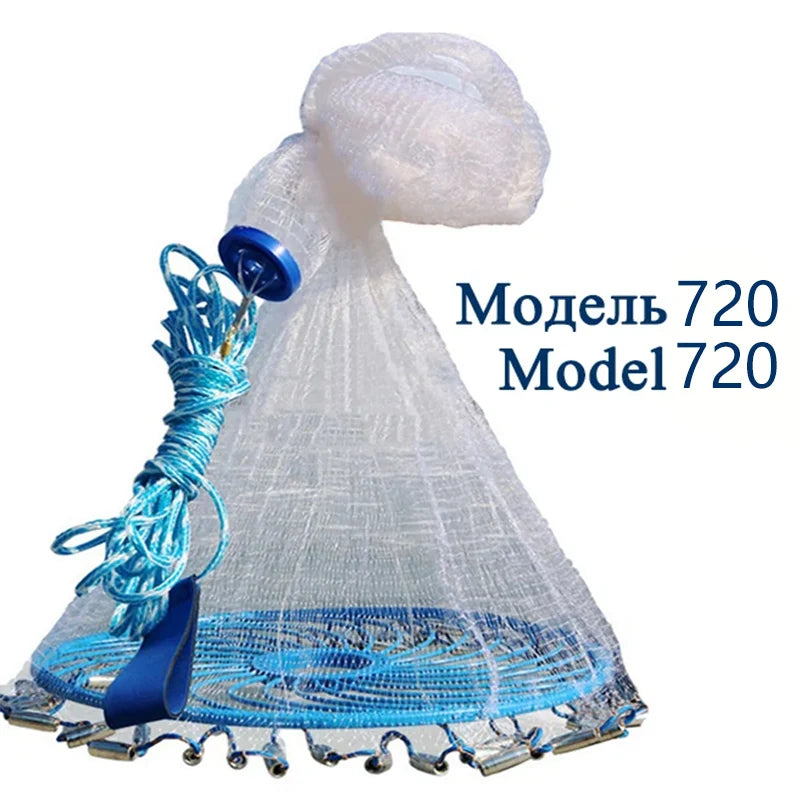 Lawaia Hand Cast Net Aluminum or Blue Plastic Ring Folding Network Steel Pendant Monofilament Nylon Fishing Line Fishnet - Madeinsea©