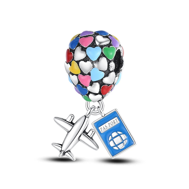 Romantic 925 Silver Couple Colourful Heart Shaped Hot Balloon Charms Beads Fit 3mm 925 Original Bracelets DIY Jewelry Gifts