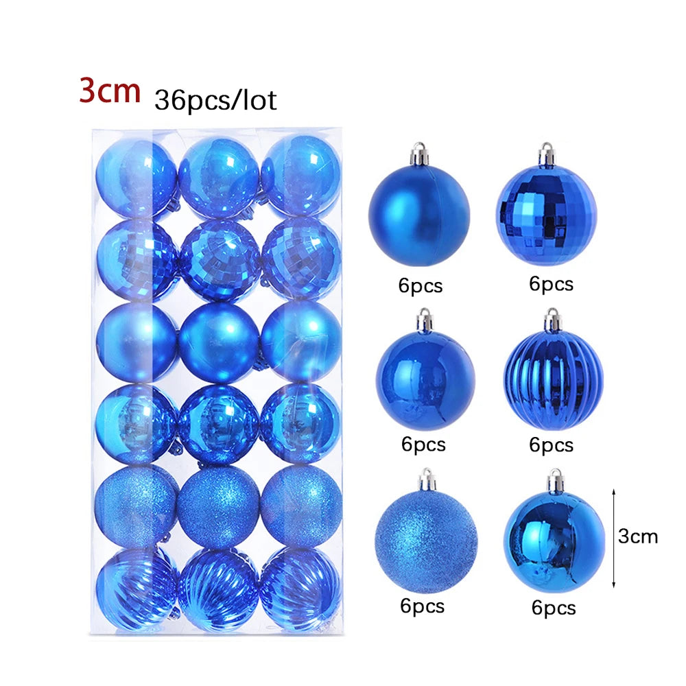 3/4Cm Christmas Ball Decoration Christmas Tree Ball Ornament Pendant Hanging Decor Merry Christmas Decoration Home New Year 2024