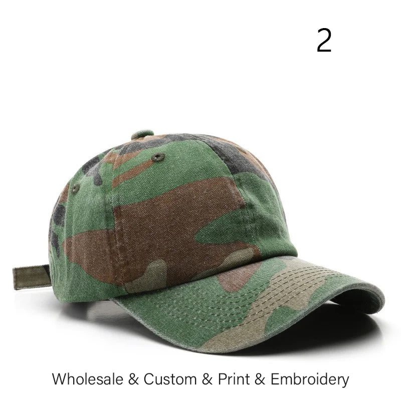 SLECKTON Custom Logo Baseball Cap Unisex Summer Camouflage Embroidery Design Brand Picture Print DIY Sun Hat for Men