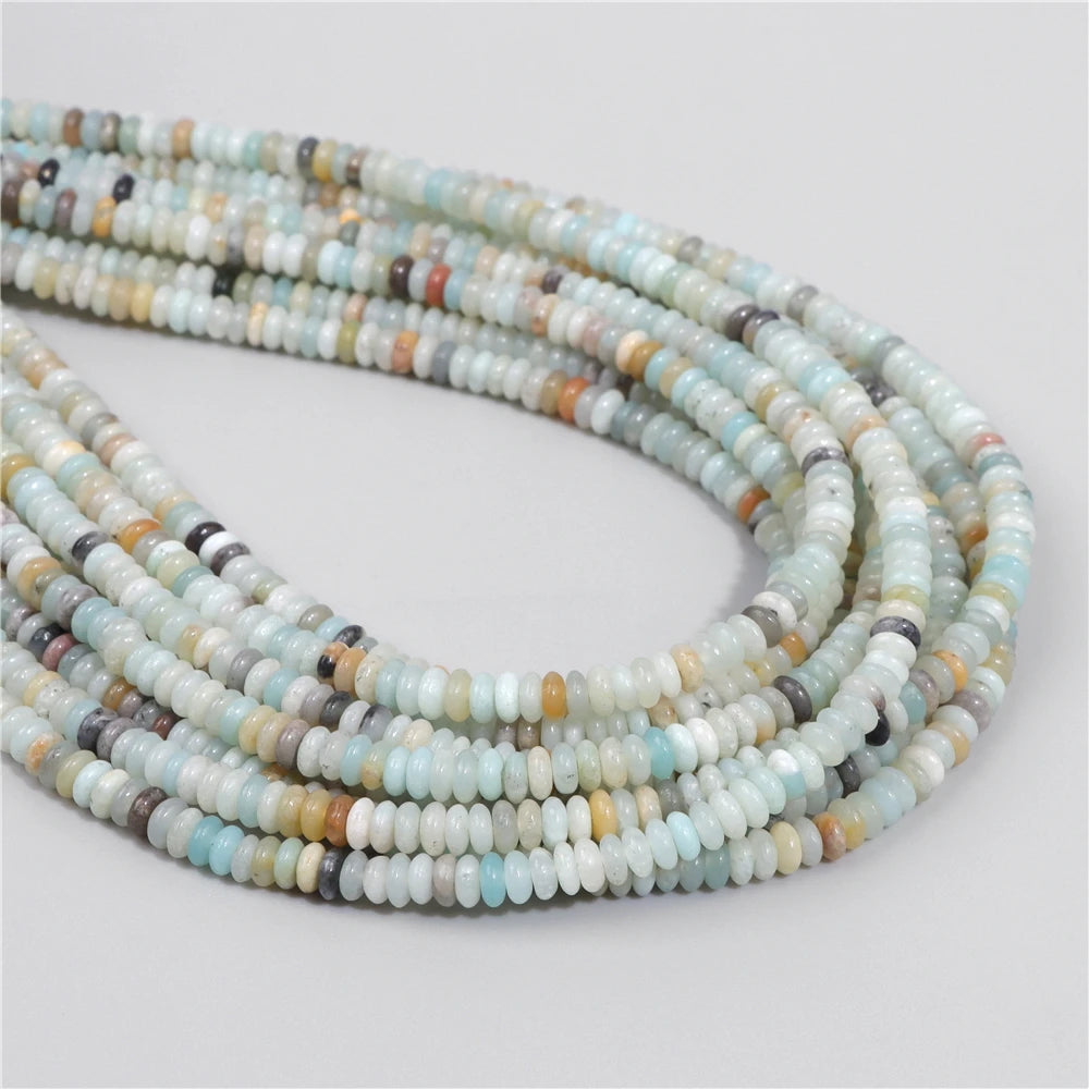 Natural Flat Round Stone Beads Abacus Shape Jaspers Quartzs Gems Beads For DIY Necklace Earrings Jewelry Making Accessori 2*4mm