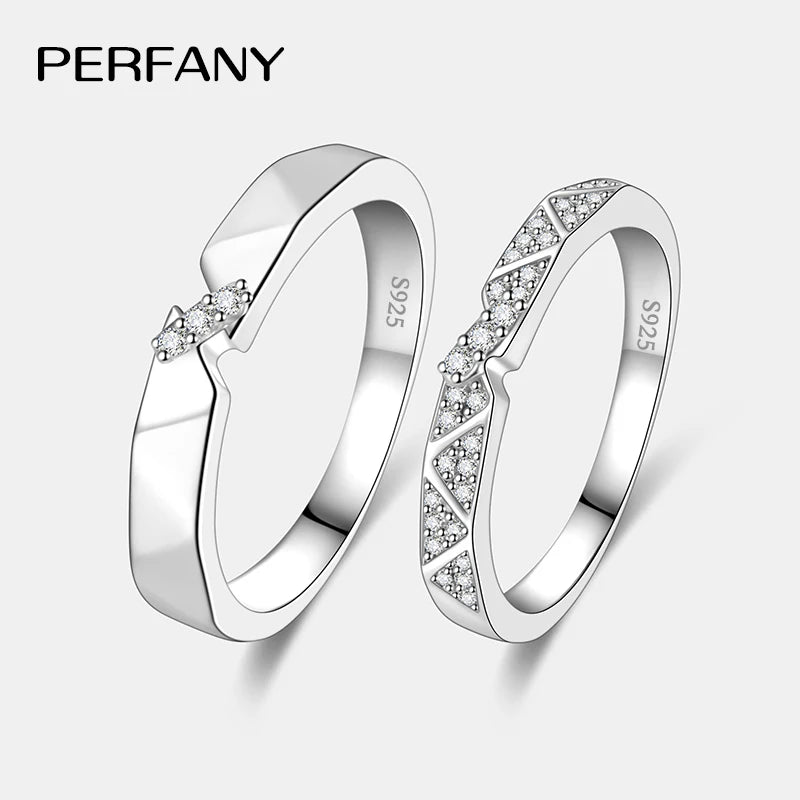 PERFANY All Moissanite Ring for Women Men S925 Pure Silver Couple Ring Simple Wedding Fashion Jewelry Birthday Gift - Madeinsea©
