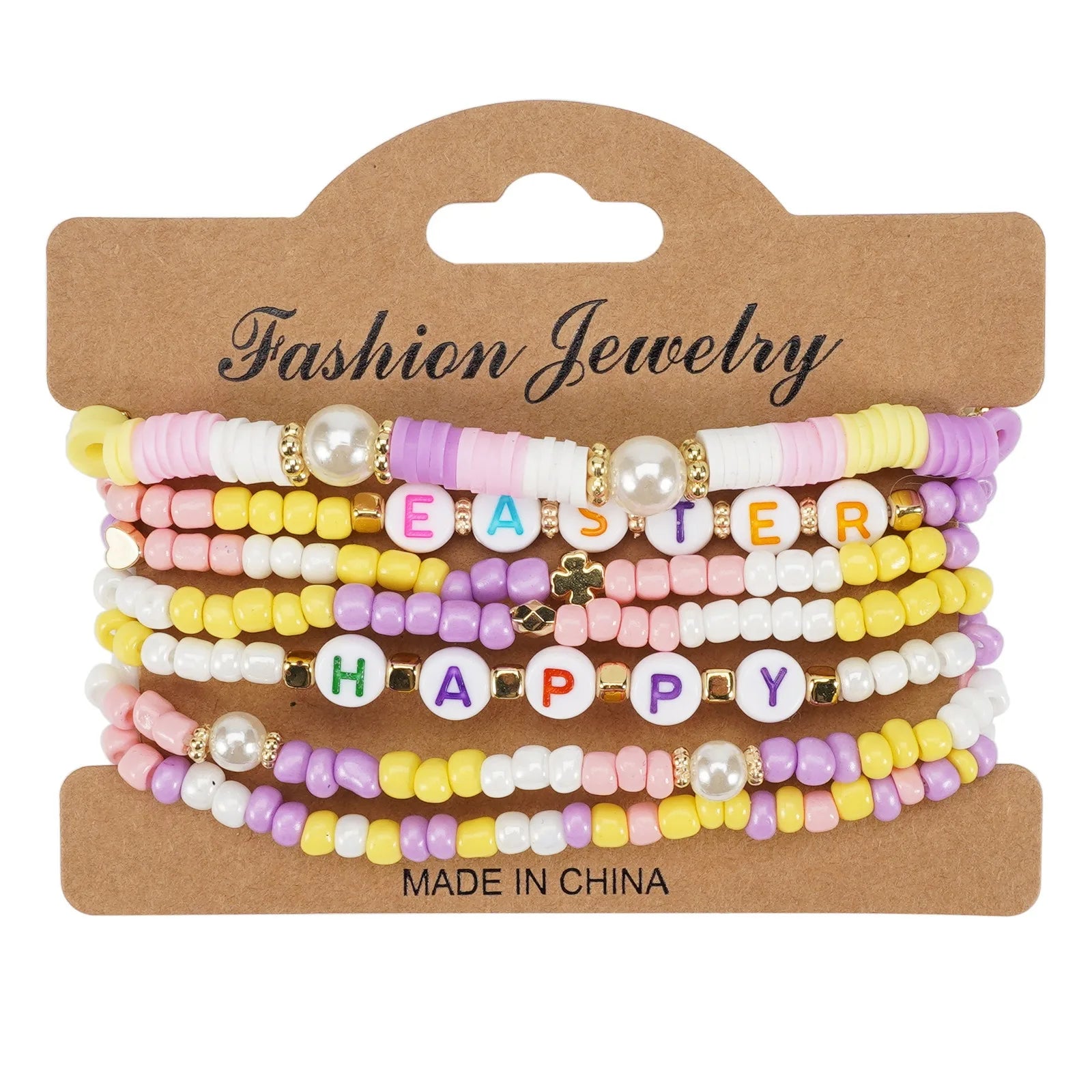 New Easter Bracelet Set Easter Bunny Egg Polymer Clay Beaded Seed Beads  Bracelet Festival Party Jewelry Gift For Girls