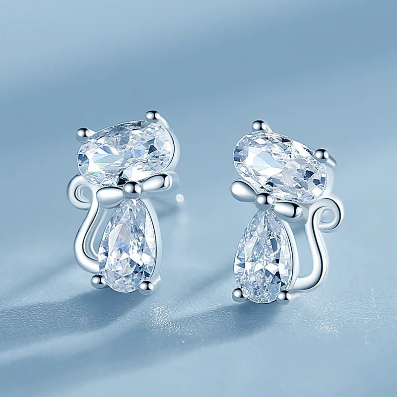 Fashion Shiny Zircon Rabbit Stud Earrings For Women Lovely Animal Bunny Rhinestone Earring Girls Wedding Party New Year Jewelry
