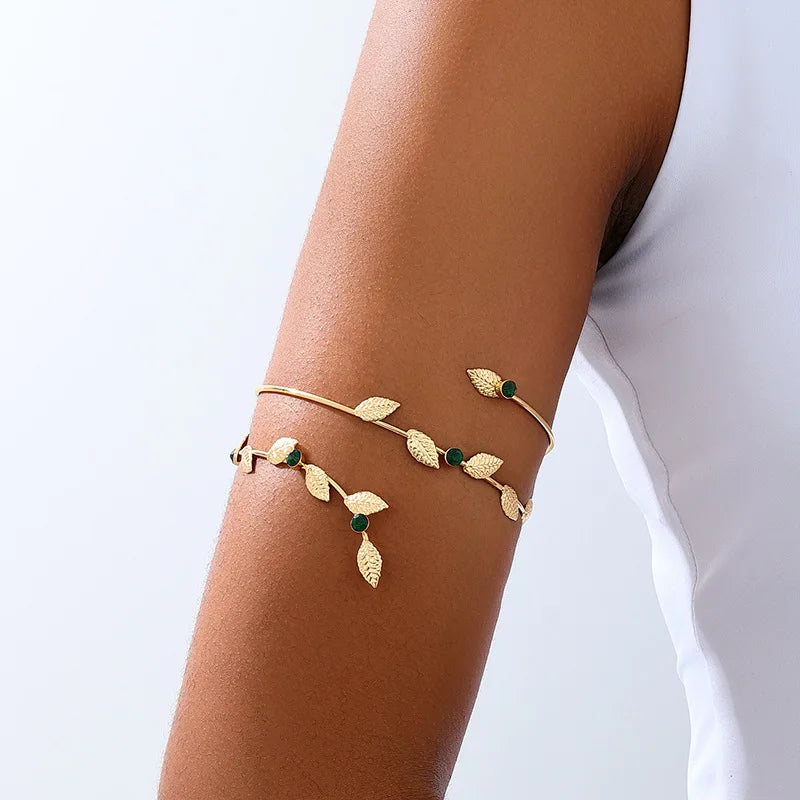 Bohemia Simple Adjustable Upper Arm Cuff Bracelet for Women Starfish Pearl Zircon Leaf Star Moon Open Bangle Girls Party Jewelry