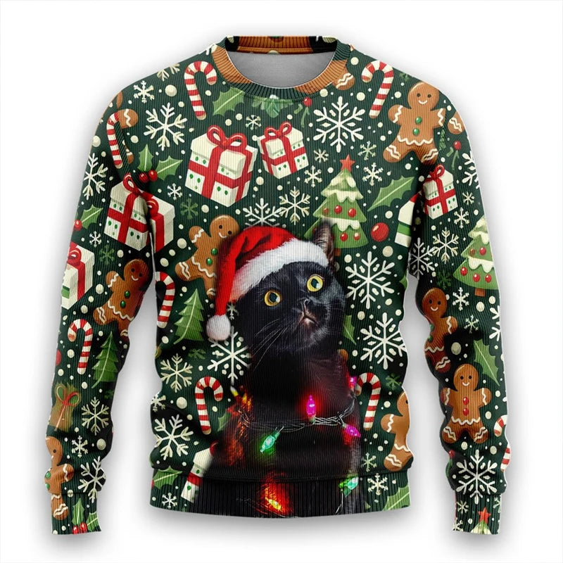 Christmas Theme Pet Corgi Raccoon 3D Printed Ugly Sweater Funny Goat Reindeer Unisex Sweatshirts Gingerbread Man Y2k Pullovers