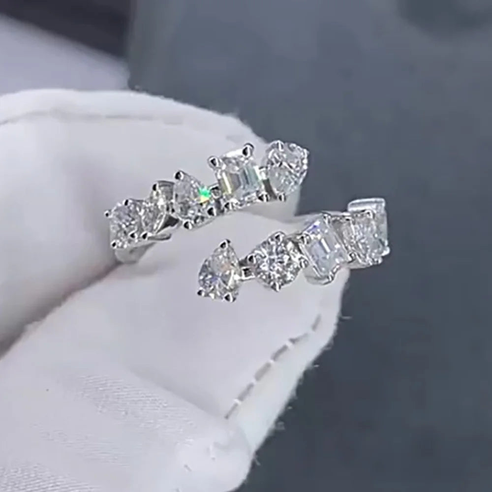 Serenity 2.6cttw Special Shape Cut D Color Moissanite Rings for Women S925 Sterling Silver Plated 18K Lab Diamond Eternity Rings