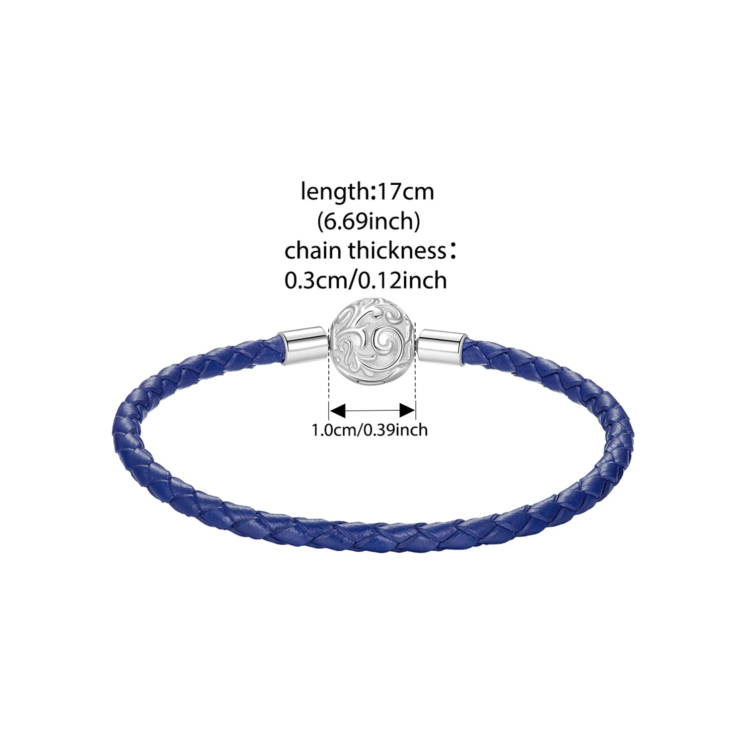 WOSTU 925 Sterling Silver Round Buckle Basic Leather Bracelet Retro Scroll Pattern Original for Woman Man Gift Fine Jewelry DIY