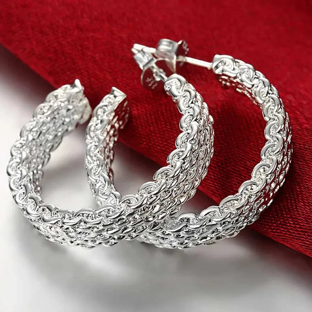 Top Quality 925 Sterling Silver Earrings Simple Round Circle Hoop Earrings For Woman Fashion Wedding Engagement Charm Jewelry - Madeinsea©