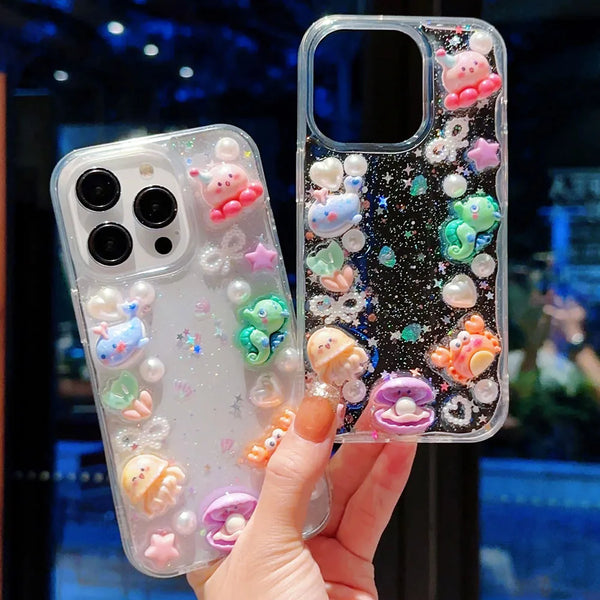 Madeinsea© - Ocean Jellyfish Dolphin & Sea Shell Case For iPhone