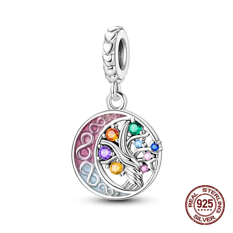 Fashion 925 Sterling Silver Heart Shape Tree Of Life Mother Sister Hug Charms Beads Fit Original Bracelets Fine DIY Jewelry Gift