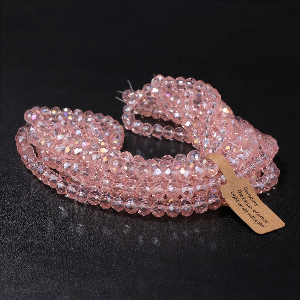 4x6MM/5X8MM Rondelle Crystal Glass Beads AB Color Faceted Loose Spacer Bead For Jewelry Making Clothing Handmade DIY 1 Strand
