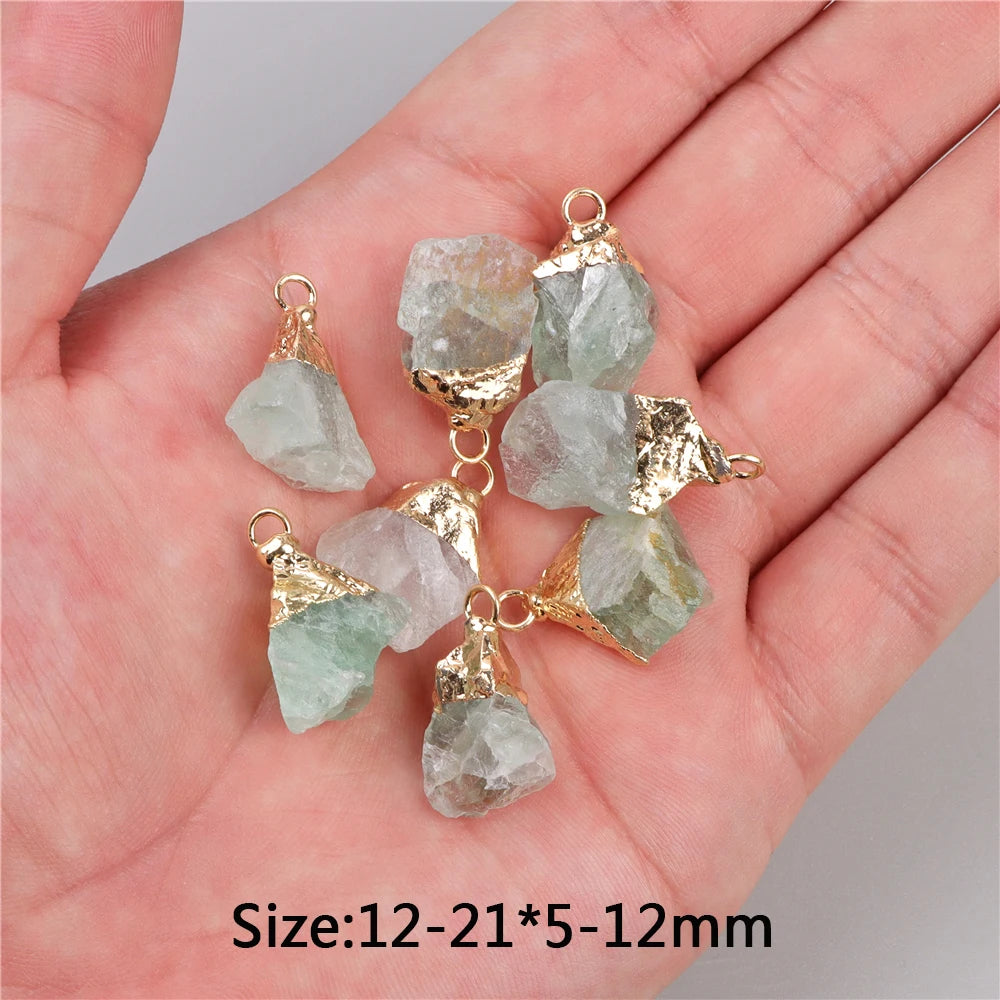 5pcs Natural Rough Stone Pendant Irregular Shape Healing Amethysts Labradorite Agat Quartz Pendants For DIY Handmade Necklace