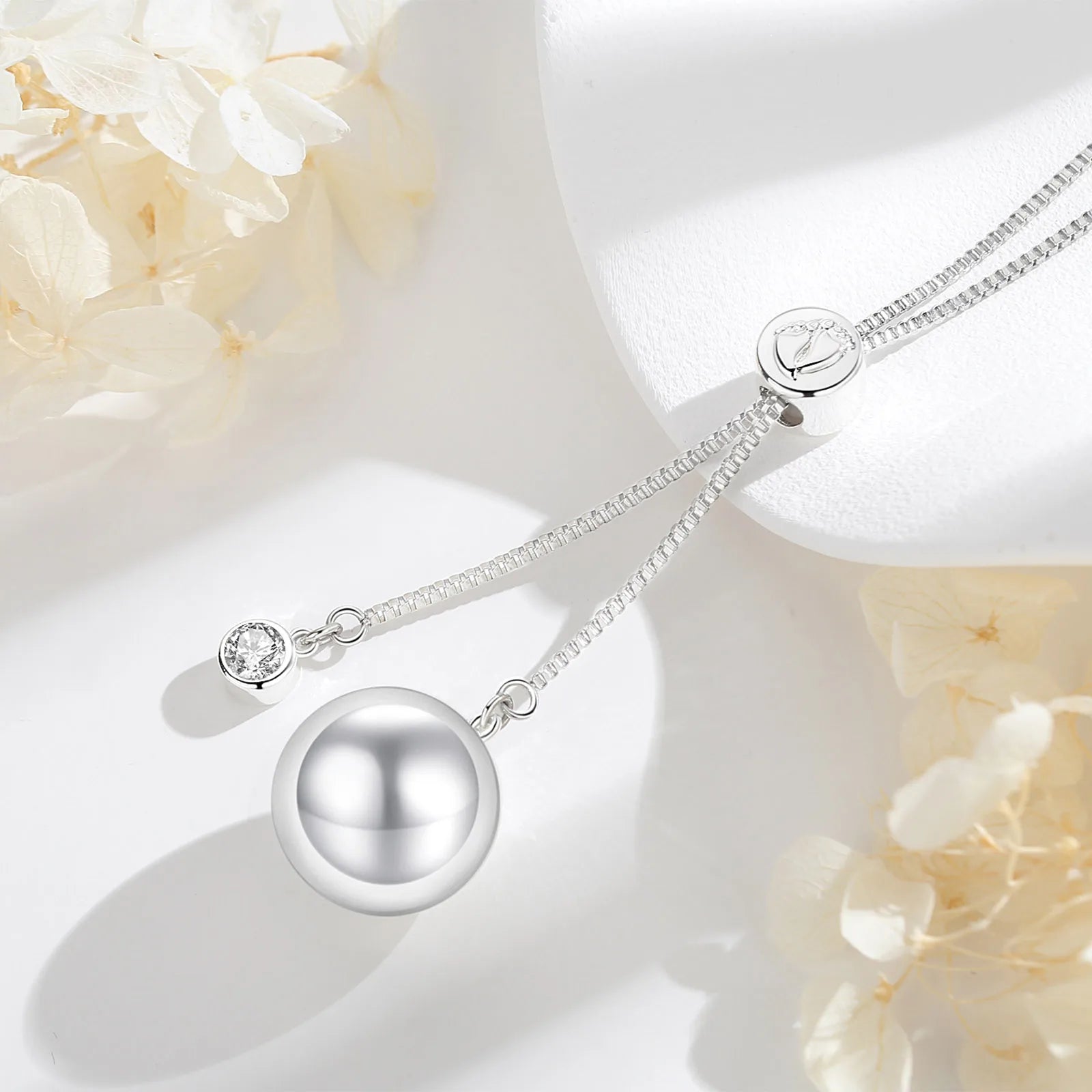 Eudora Collier Bola de Grossesse Pendant White Zircon Harmony Ball Baby Chime Ball Angel Caller Necklace DIY Maternity Jewelry