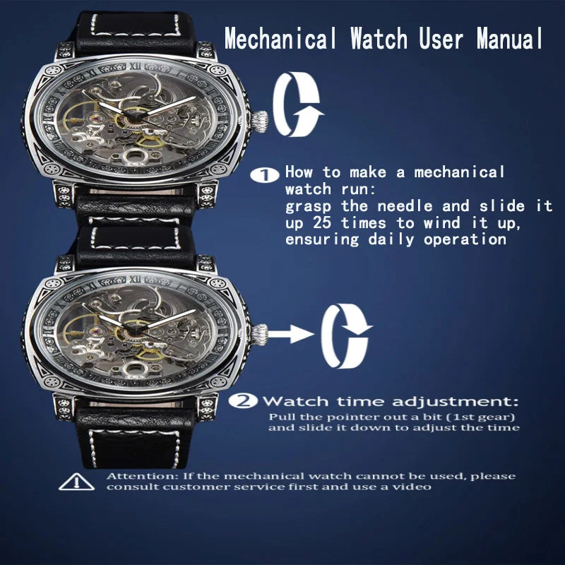 LONGLUX automatic watch retro style wholesale mechanical wristwatches skeleton carve waterproof leather no logo mens watch - Madeinsea©