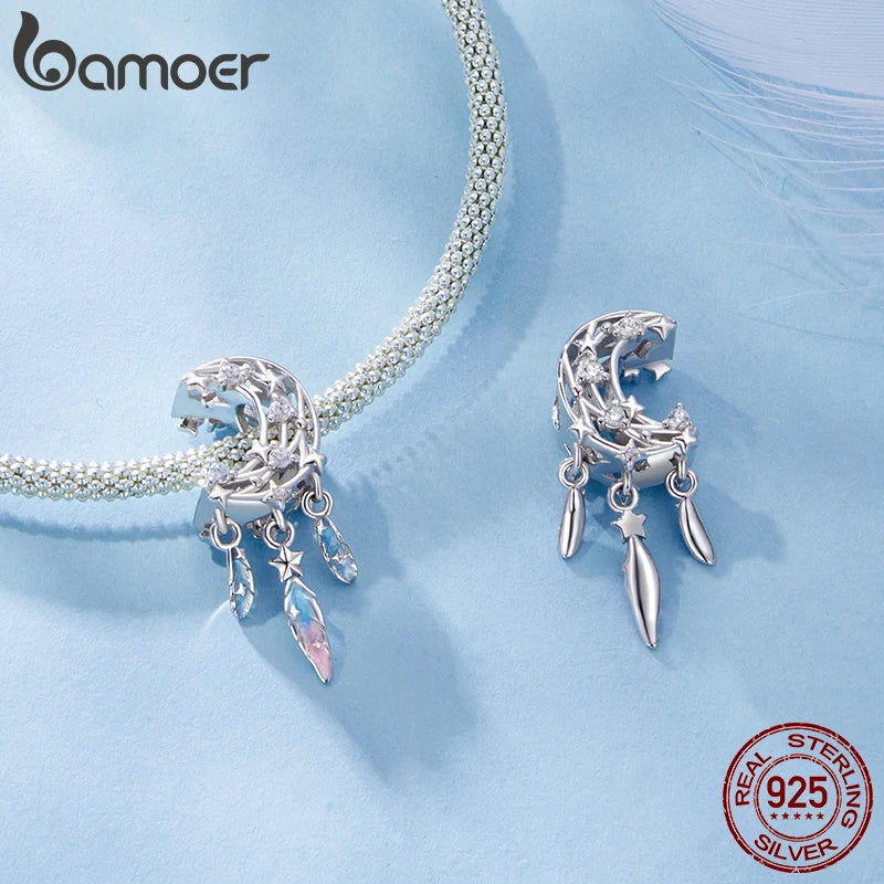 BAMOER Mond-Traumfänger-Anhänger aus 925er Sterlingsilber, passend für Original-Armbänder, DIY-Schmuckzubehör, Bamoer Beads BSC1104