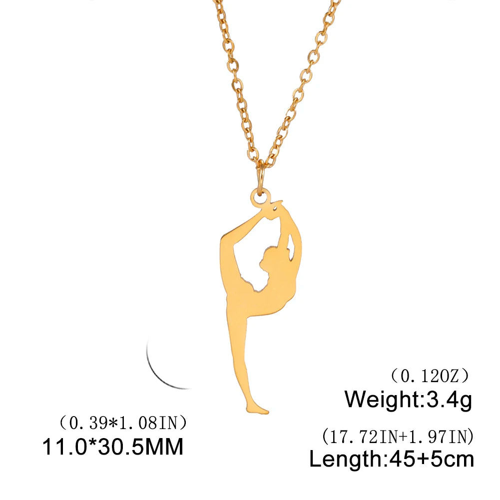 Dreamtimes Gymnastics Necklace Stainless Steel Sports Dance Artistic Gymnastics Skating Athlete Jewelry Pendant Women's Gift