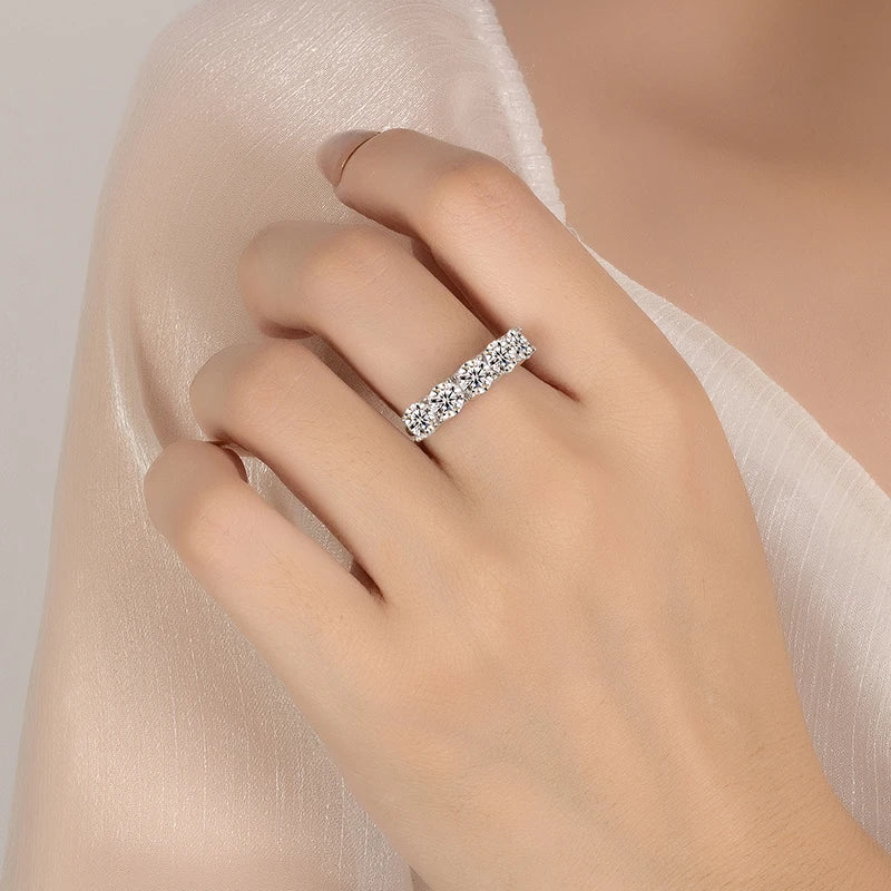 PERFANY 2.5/5CT Moissanite Ring For Women S925 Pure Silver Five Gemstone Ring Luxury Wedding High-end Jewelry - Madeinsea©