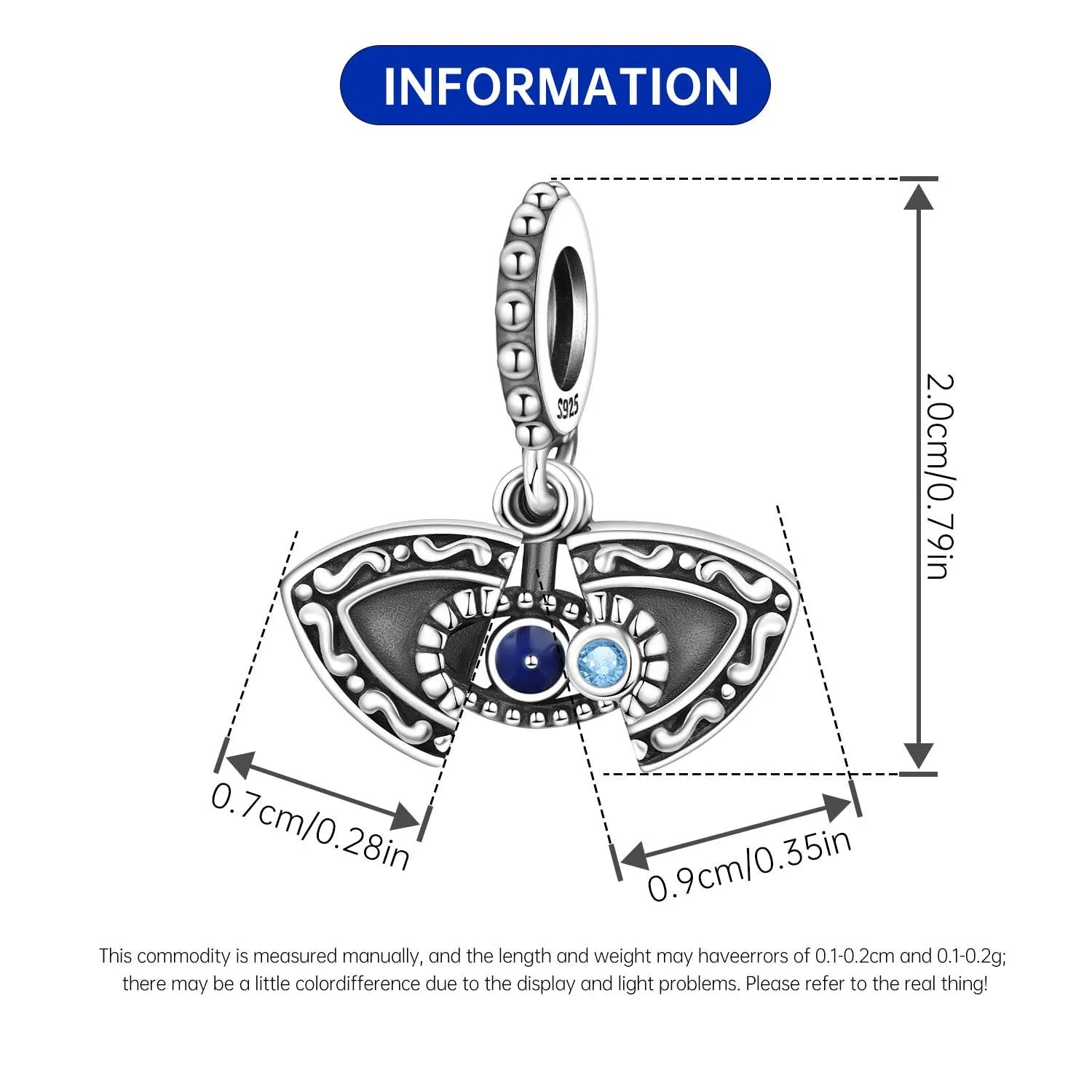 PANPOKI 925 Sterling Silver Lucky Eye Box Pendant Beads Original Pendants Bracelet Charm Jewelry Party DIY Trendy Gifts