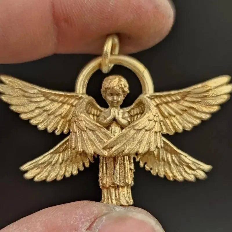 Heavy Industry Angel Pendant Necklace Unisex Fashion Vintage Beauty Mechanical Girl Skeleton Couple Match Sweater Chain