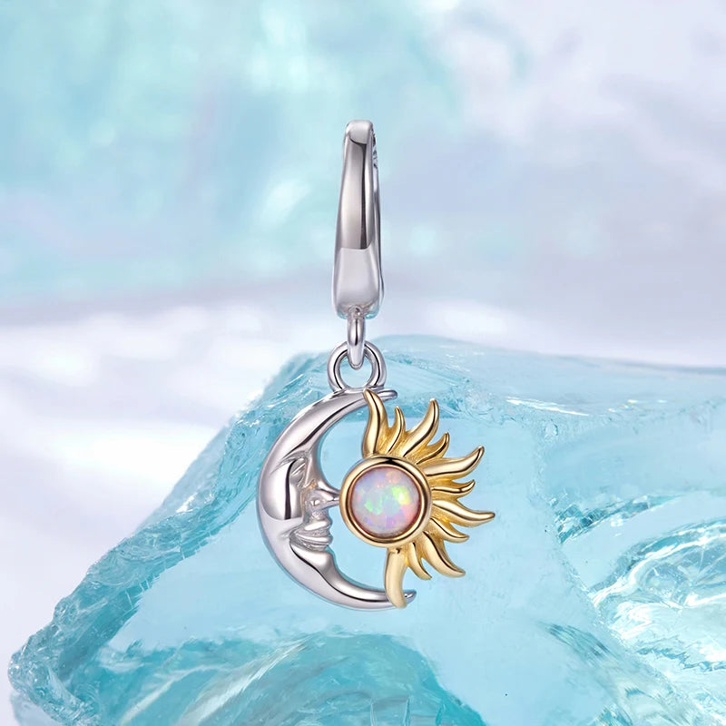 BISAER 925 Sterling Silver Tree of Life Charm Bead Yin Yang Sun Moon Locket Pendant for Women DIY Bracelet Neckalce Fine Jewelry