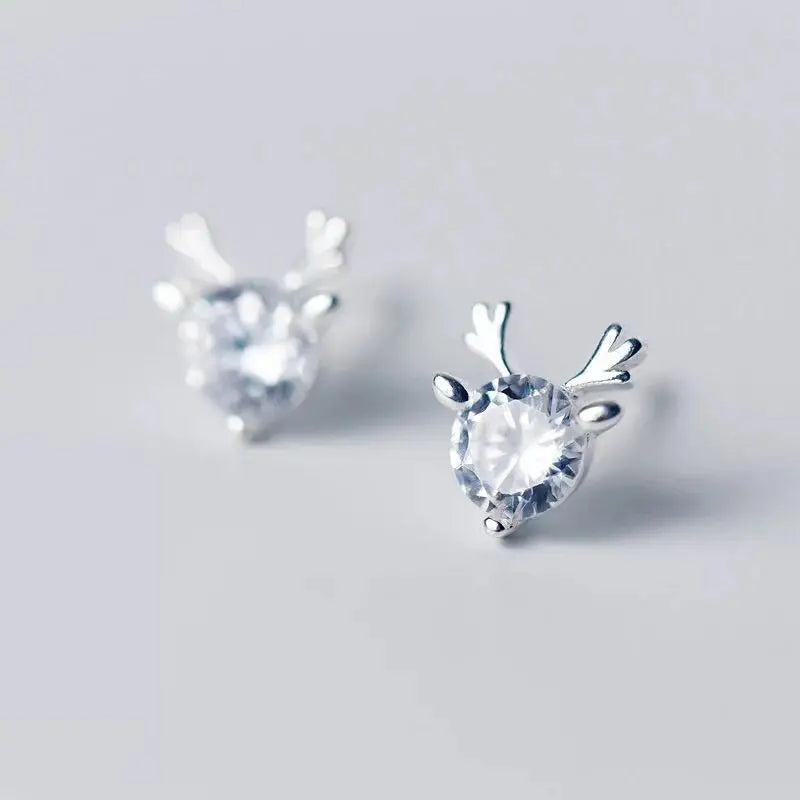 New Christmas Deer Stud Earrings for Women Cute Animal Elk Rhinestone Earring Merry Christmas New Year Wedding Jewelry Gifts