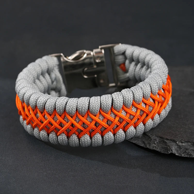 MKENDN Width Handmade Paracord Survival Bracelet Metal Buckle Outdoor Camping Rescue Emergency Rope Bracelet For Men Women Gifts