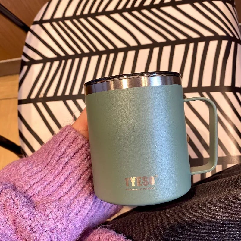 Tyeso 400ML Stainless Steel with Lid Insulated Coffee Cup for Office Home Water Bottle Office Home Portable Thermal Tea Mug