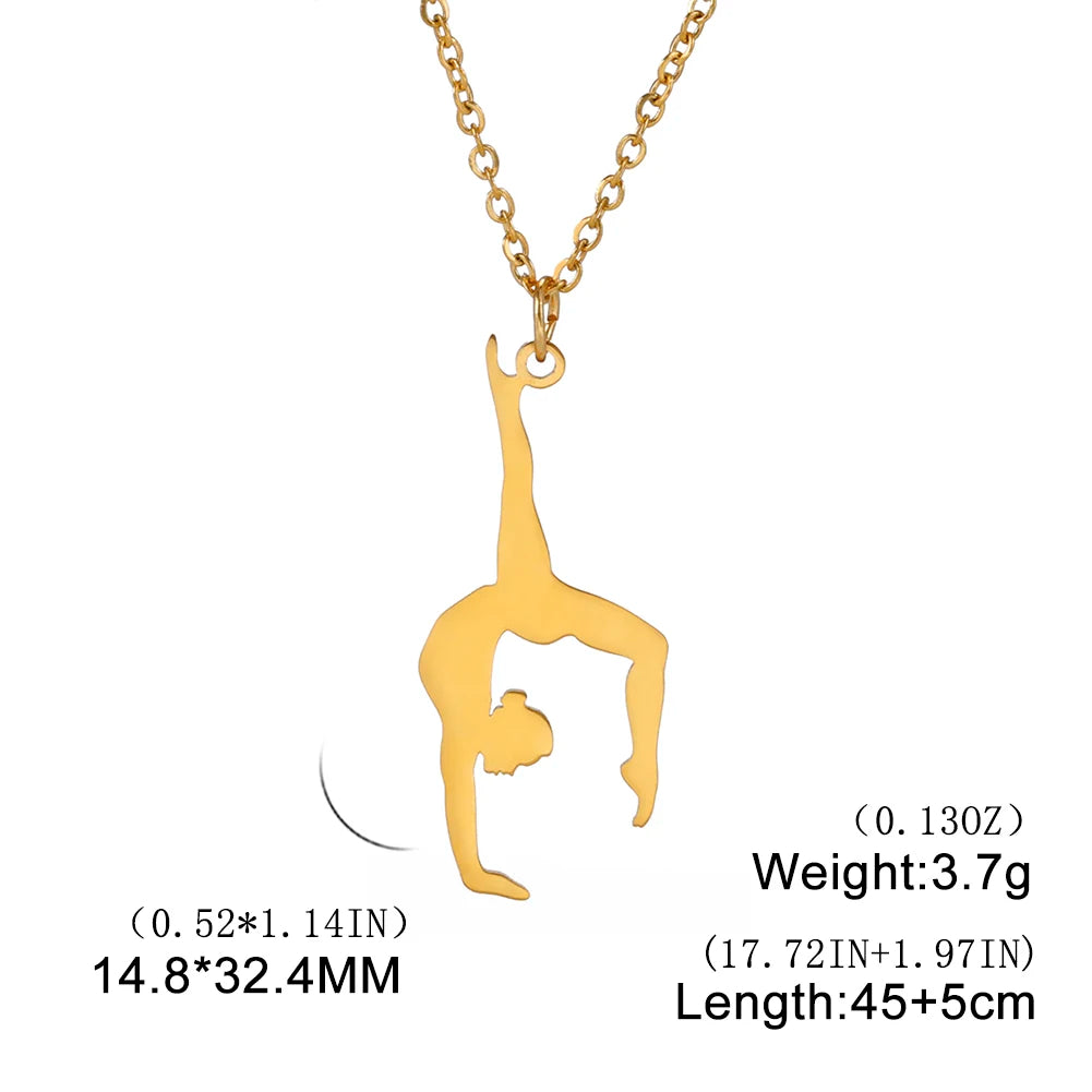 Dreamtimes Gymnastics Necklace Stainless Steel Sports Dance Artistic Gymnastics Skating Athlete Jewelry Pendant Women's Gift