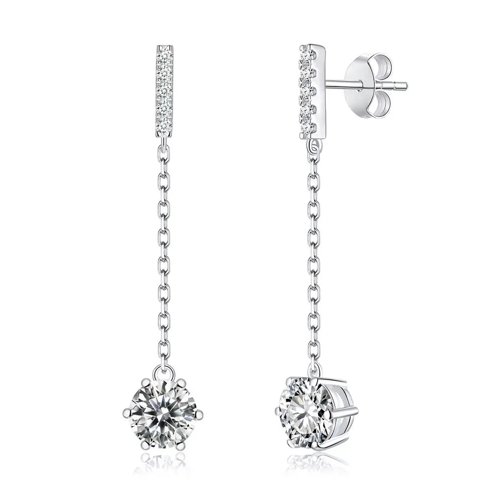 Serenity Six-claw 5mm 6.5mm D Moissanite Tassel Earrings Women Anniversary Gift S925 Sterling Silver Drop Earring Fine Jewelry - Madeinsea©