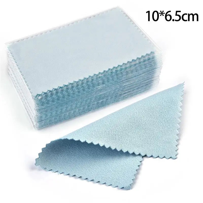 10*6.5cm/8*8cm 50pcs Silver Clean Polishing Cloth Soft Clean Wipe Wiping Cloth For Necklaces Rings Jewelry Clean Tool