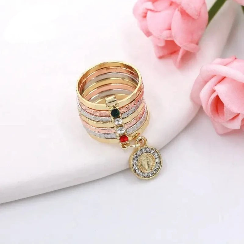 Luck Rose Butterfly Owl Elephant Guadalupe's Cross Dolphin Heart Turtle Clover Religious Jewelry Oro Laminado Rings