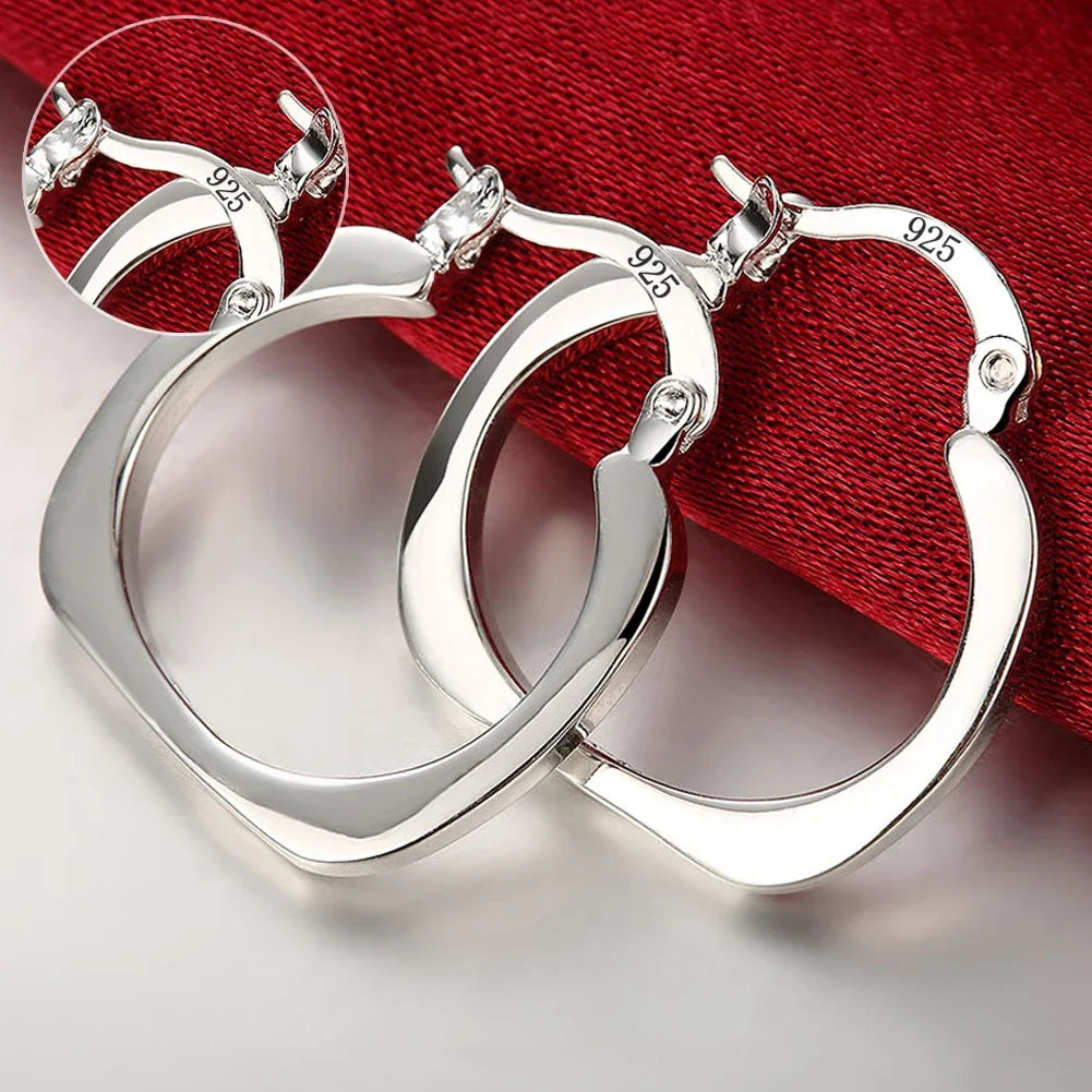 Top Quality 925 Sterling Silver Earrings Simple Round Circle Hoop Earrings For Woman Fashion Wedding Engagement Charm Jewelry - Madeinsea©