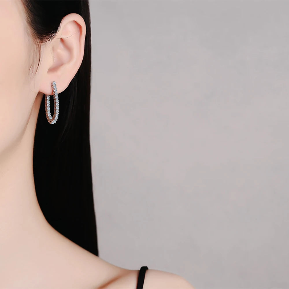 Serenity 1.76ct D Color Moissanite Hoop Earrings For Women Anniversary Gift 100% S925 Sterling Silver Stud Earrings Fine Jewelry - Madeinsea©
