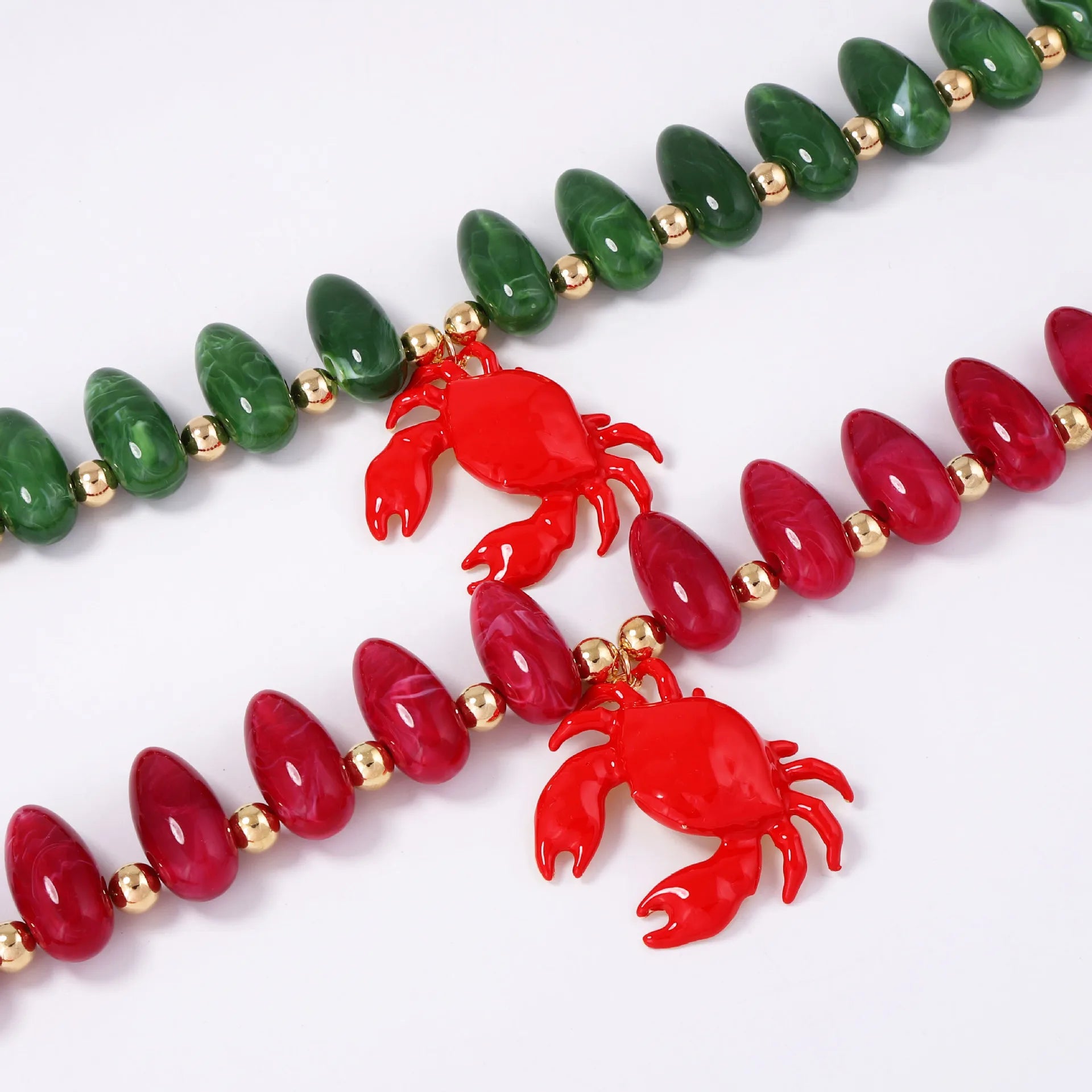 Exaggerated Leisure Vacation Style Bead Alloy Crab Pendant Necklace