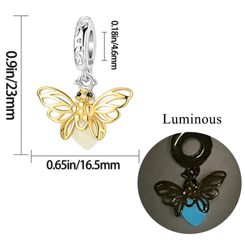 2024 neue 925 Sterling Silber Charms Glühwürmchen Sterne Glühende Leuchtende Charme Perlen für Original Anhänger Armbänder DIY Schmuck Geschenk