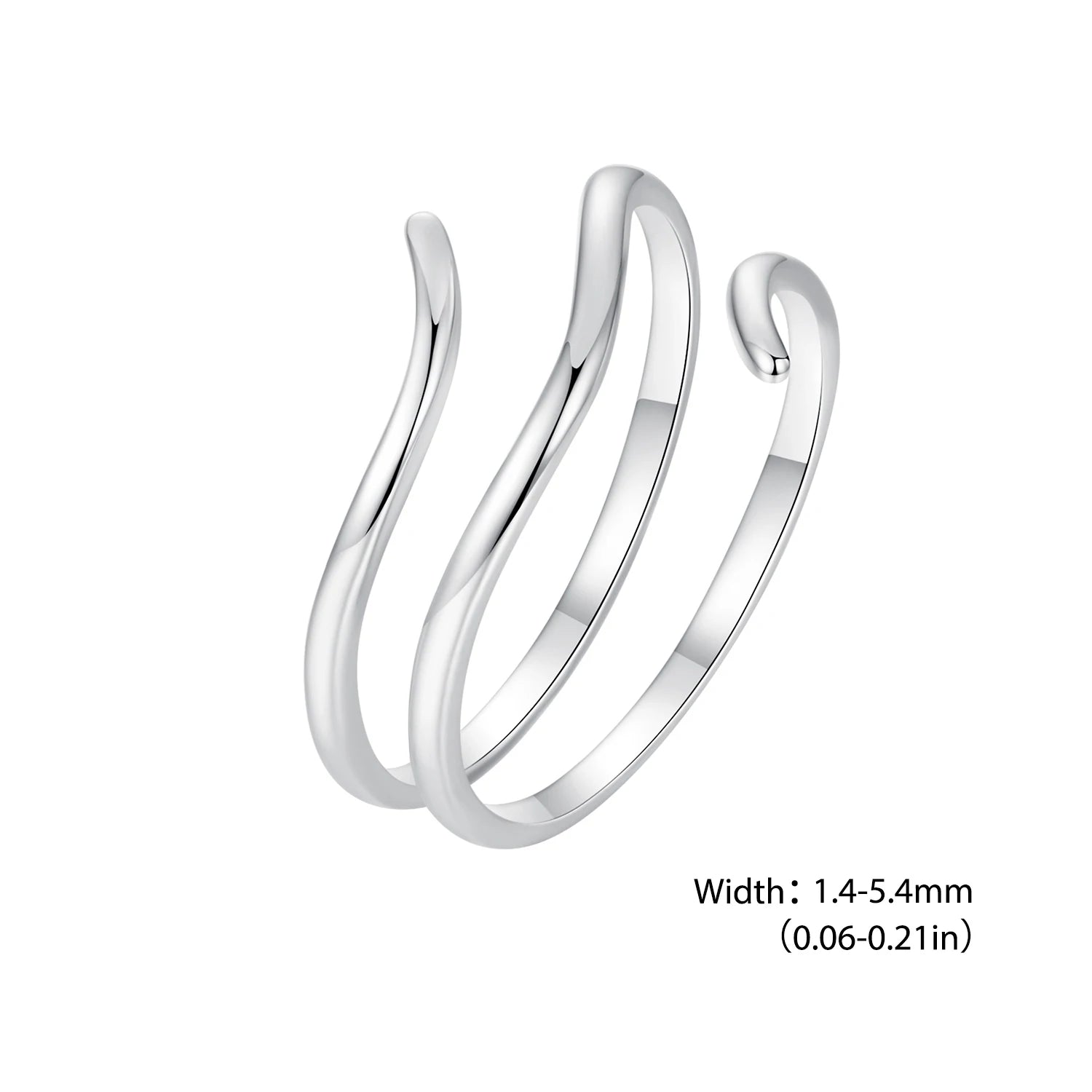 BISAER 925 Sterling Silver Multi-layered Open Ring Minimalist Statement Band Plated 18K Gold Adjustable for Women Fine Jewelry