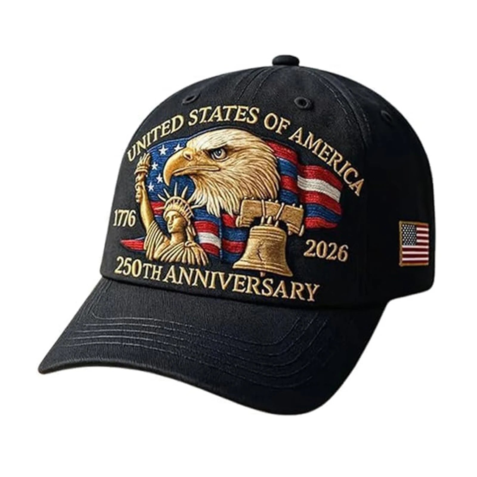 United States 250th Anniversary Cap Adjustable Washed Cotton Baseball Cap Vintage Tribute Eagle Printed Patriotic Trucker Hat - Madeinsea©