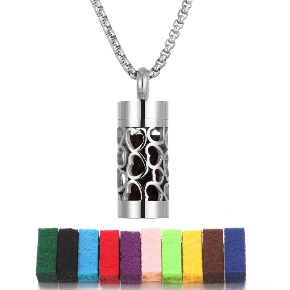 New Stainless Steel Aromatherapy Jewelry Necklaces Perfume Essential Oil Diffuser Pendant Necklace Flower Locket Aroma Necklaces