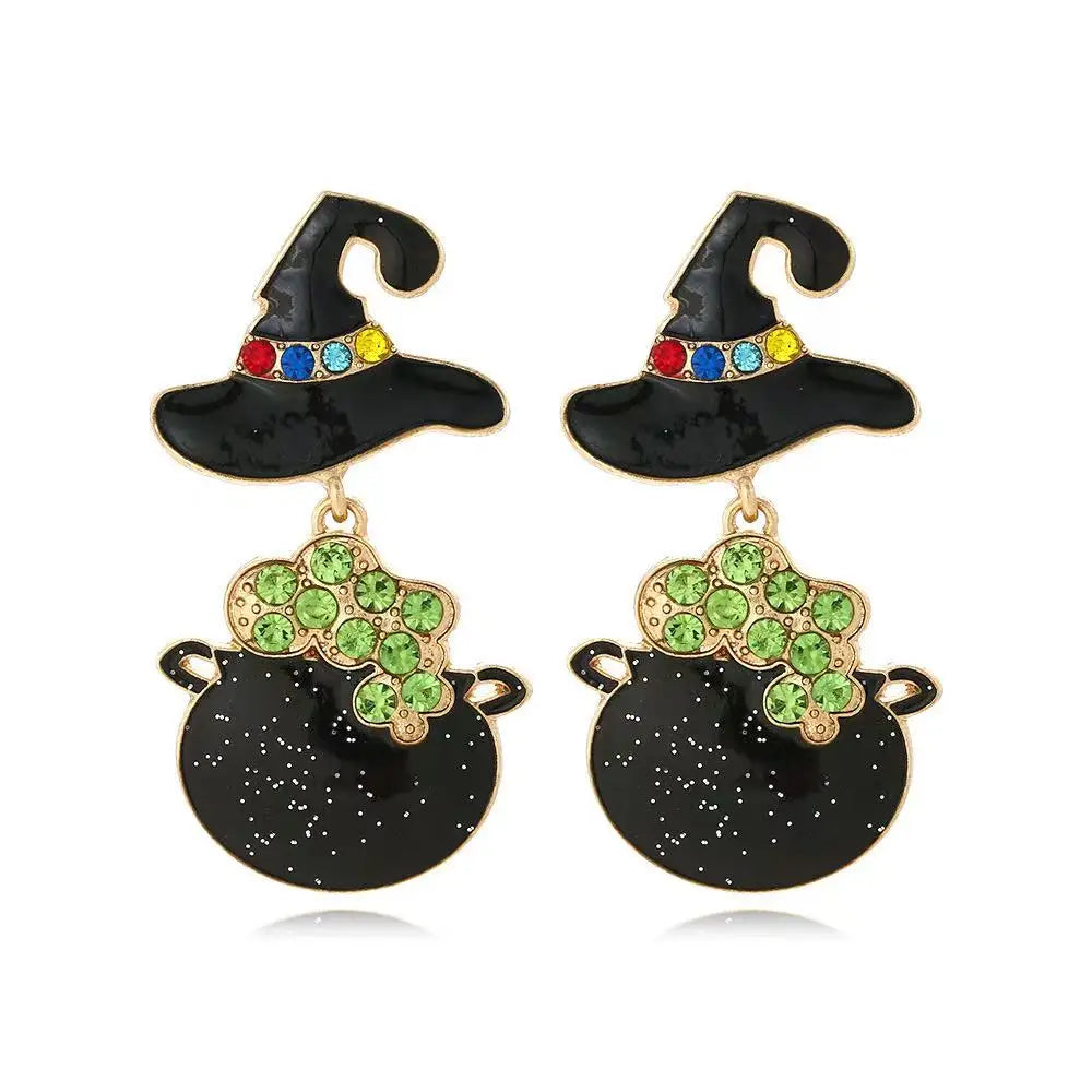 Exaggerated Rhinestone Characters Earrings for Woman 2023 Halloween Earrings Jewelry Party Casual